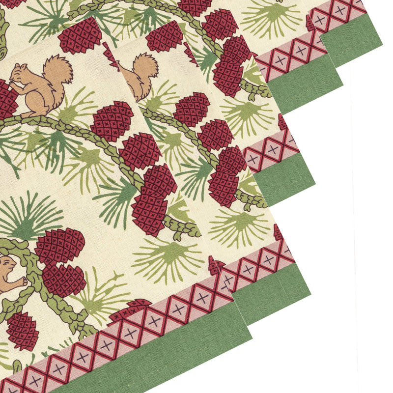Couleur Nature - Squirrel & Pinecone Red & Brown Napkins - Set of 6