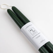 Mo&Co Home - Forest Green | Dipped Beeswax Taper Candles | All Natural: 14 Inch, handcrafted with eco-conscious materials, bound by wicks, wrapped in branded paper band.