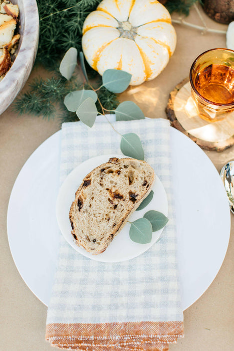 Caravan Home | Two-Tone Gingham Blue & Cognac Napkins.