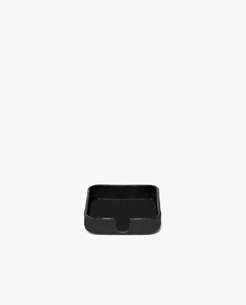Graf Lantz - Kobon Leather Square Tray in black, a sculpted Vachetta leather organizer designed for coasters and small essentials, ideal for home or office.