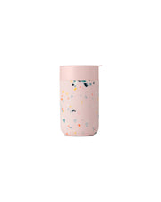 W&P Ceramic Reusable Coffee Mug 16oz: Features pink silicone sleeve and splash-resistant lid, offering a stylish, eco-friendly alternative to disposable cups.