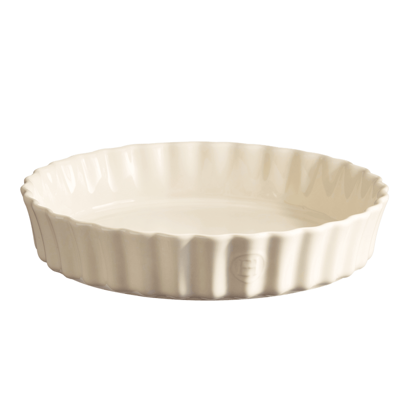 Emile Henry | Deep Flan & Tart Dish, 2.1QT Deep / Cedar with fluted sides, ideal for baking quiches or tarts, showcasing French craftsmanship and durability.