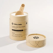 Dirty Labs Probiotic Toilet Bowl Cleaner with Phytolase — open powder container with wooden scoop
