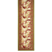 Couleur Nature - Renne Reindeer Red & Green Runner: 16 x 90, featuring red elephants and foliage on cream, bordered in green and red, handprinted by artisans.