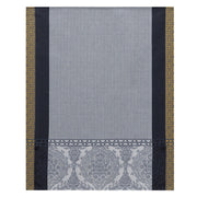 Le Jacquard Français | Festin Hand Towel featuring a micro-check center, damask floral panel, and ornate striped borders, crafted from 100% combed cotton for elegant dining.