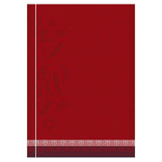 Le Jacquard Français | Piments Hand Towel: A red tea towel featuring botanical and Art Deco patterns, designed for lovers of spicy cuisine, made from durable honeycomb fabric.