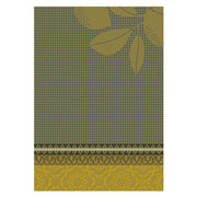 Le Jacquard Français | Sous Citronniers Hand Towel features a decorative houndstooth pattern with stylized leaves, perfect for adding a Mediterranean touch to your kitchen.
