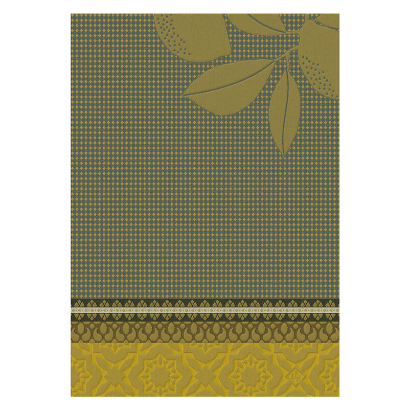 Le Jacquard Français | Sous Citronniers Hand Towel features a decorative houndstooth pattern with stylized leaves, perfect for adding a Mediterranean touch to your kitchen.