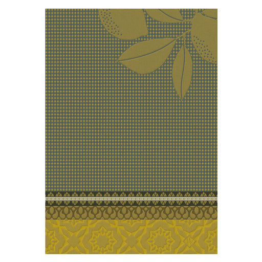 Le Jacquard Français | Sous Citronniers Hand Towel features a decorative houndstooth pattern with stylized leaves, perfect for adding a Mediterranean touch to your kitchen.