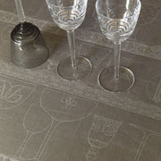 Le Jacquard Francais | Linen Crystal Towel, Blackpepper, with stemware motifs; three wine goblets displayed, highlighting luxurious texture and fine European craftsmanship. Perfect for delicate glassware care.