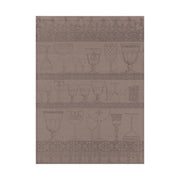 Le Jacquard Francais | Linen Crystal Towel, Blackpepper: Woven linen with glassware motifs in muted taupe-brown, ideal for drying delicate dishes, reflecting European craftsmanship.