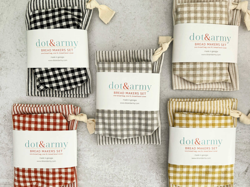 Dot and Army | Stripe and Check Bread Makers Set - Papaya