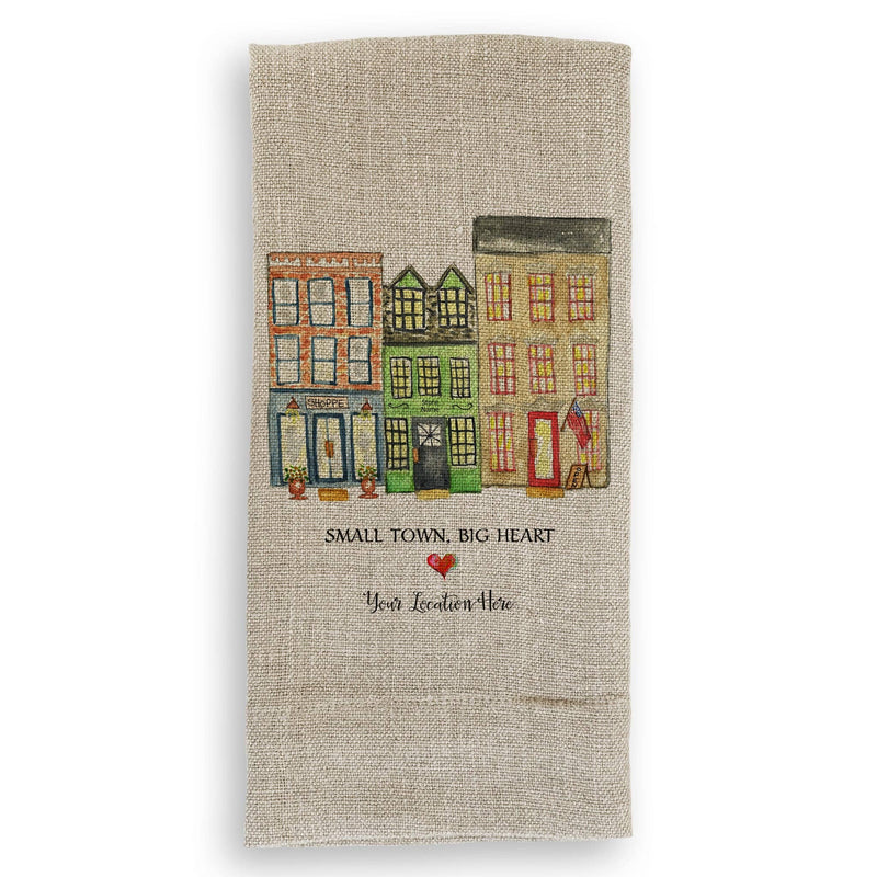 French Graffiti | Small Town Big Heart White Guest Towel featuring a charming mosaic pattern, combining elegance and functionality, ideal for gifting or enhancing your home.