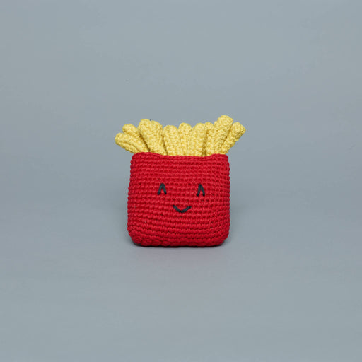 Ware of the Dog - Hand Knit French Fries Dog Toy, featuring a cute amigurumi-style design with a smiling face, crafted from fair-trade lambswool in Nepal.