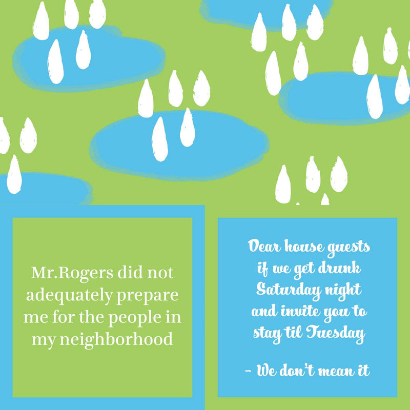 Drinks on Me - NAPKIN Mr Rogers: A double-sided cocktail napkin featuring witty neighborhood and house guest humor, perfect for parties or gifts.