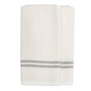 Caravan Home | Vintage Linen Ivory & Grey Towels featuring handmade Khadhi linen with gray stripes, ideal for elevating rustic or modern dining aesthetics.