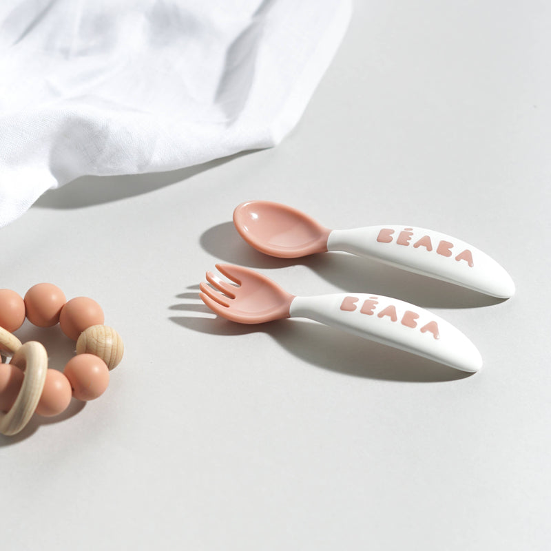 BEABA & Childhome | BEABA Toddler's Self-Feeding Cutlery - Breeze, featuring ergonomic spoons and forks designed for toddlers' self-feeding, promoting independence with safe, food-grade materials.