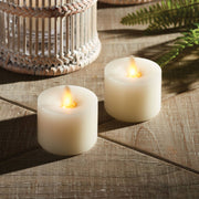 Napa Home & Garden Moving Flame Tealights set of 2 on a wooden surface, showcasing realistic LED flickering, ideal for ambient lighting in any kitchen setting.