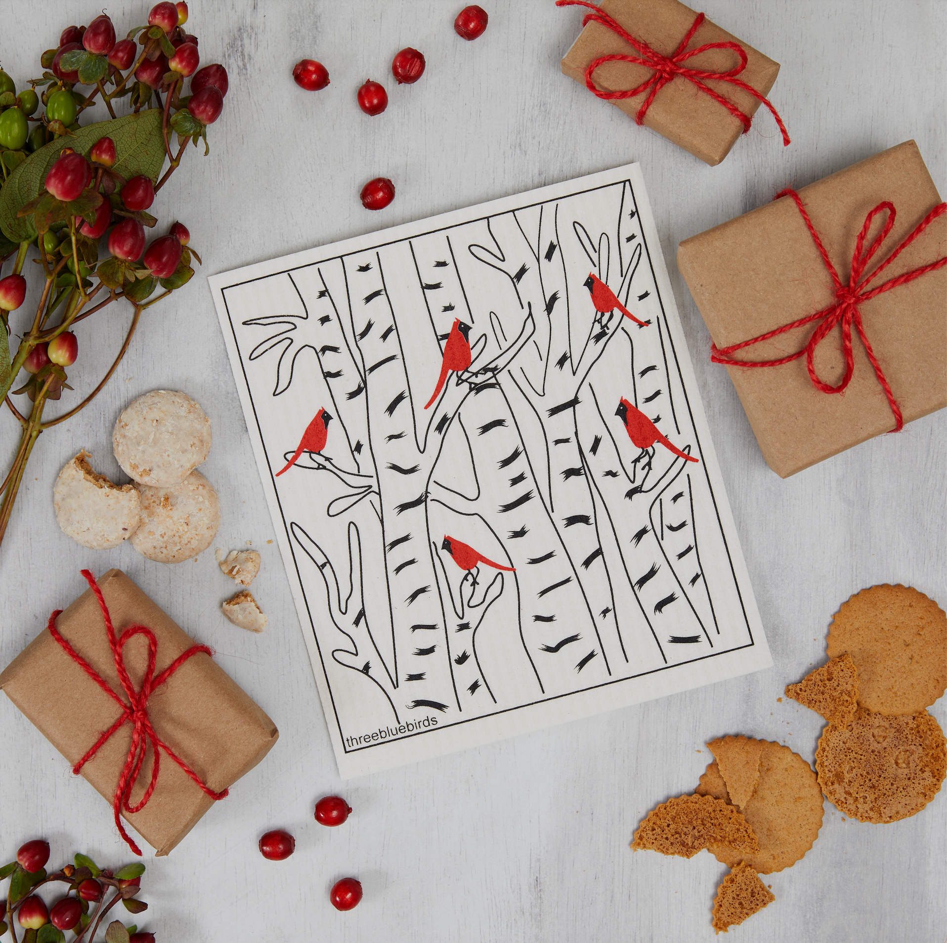 Three Bluebirds Swedish Dishcloths | Holiday Swedish Dishcloths - Wint ...