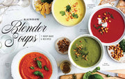 Promo for Rainbow Blender Soups featuring four vibrant soups from Love & Lemons Simple Feel GD cookbook by Jeanine Donofrio, highlighting easy, fresh meal preparations.