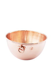 Coppermill Kitchen LLC - Coppermill Vintage Inspired Mixing Bowl with hammered finish and circular ring handle, crafted from pure copper for elegance and versatile culinary use.