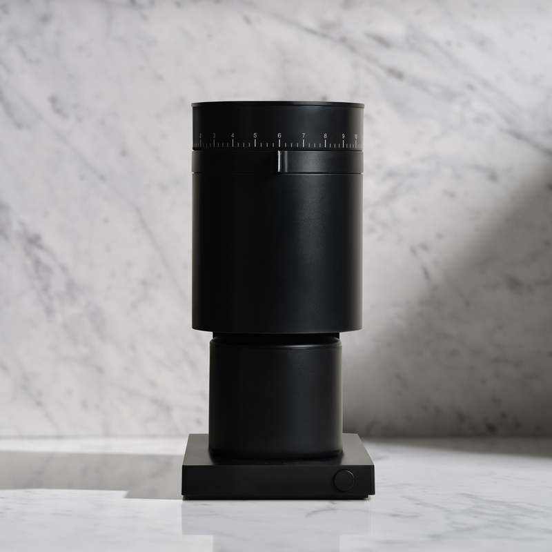 Fellow | Opus Conical Burr Grinder - Matte Black, featuring a sleek design with high-torque motor and 6-blade burr set, ideal for precise coffee grinding.
