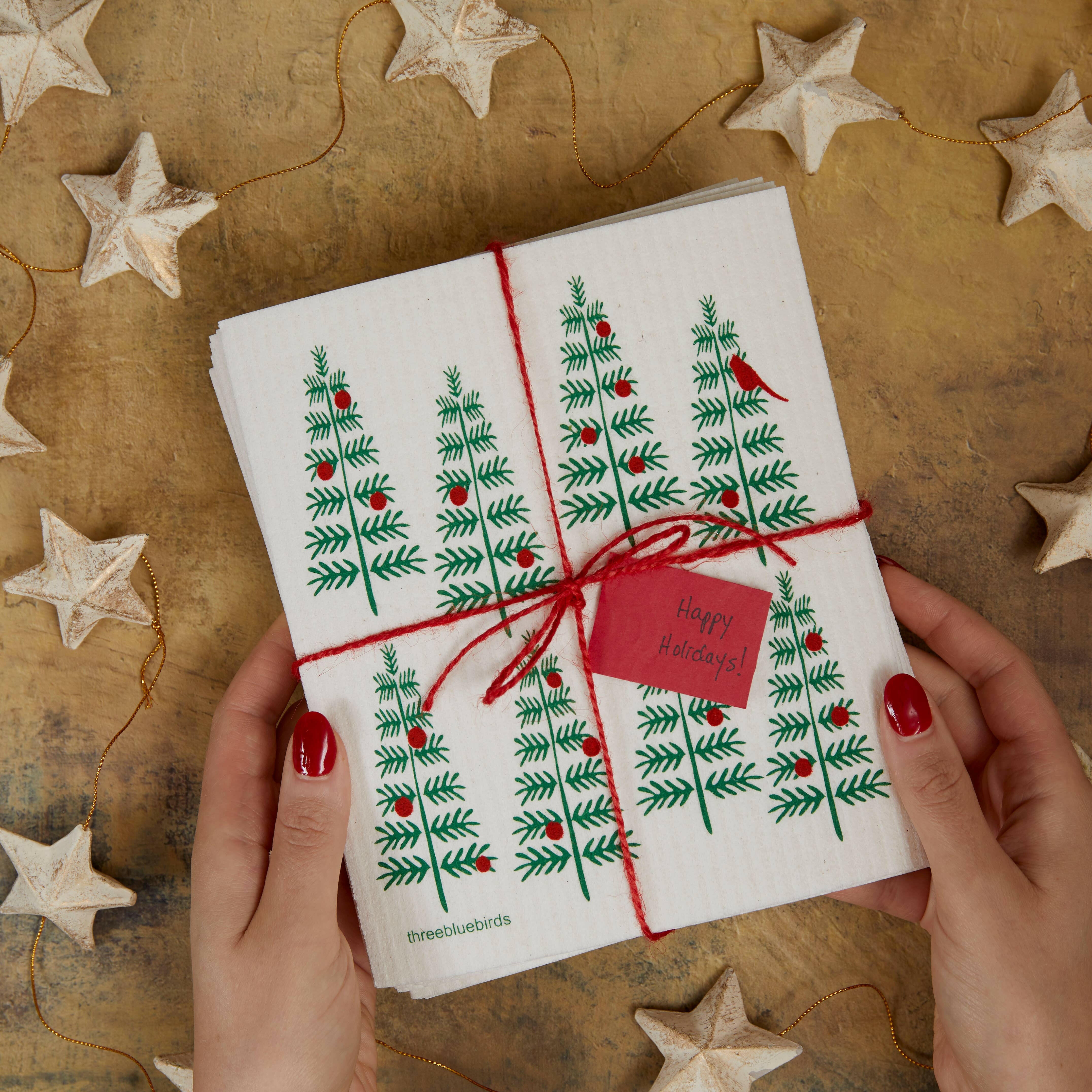 Three Bluebirds Swedish Dishcloths - Christmas Trees