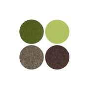 Graf Lantz - Bierfilzl Merino Wool Felt Round Coaster Multi 4 Pack: Forest, featuring high-quality German wool coasters in green and brown hues, perfect for stylish surface protection.