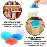 Masontops | Fermentation Airlocks - Wide Mouth shown in use with a jar of sauerkraut, ideal for easy home fermentation without mold risk.