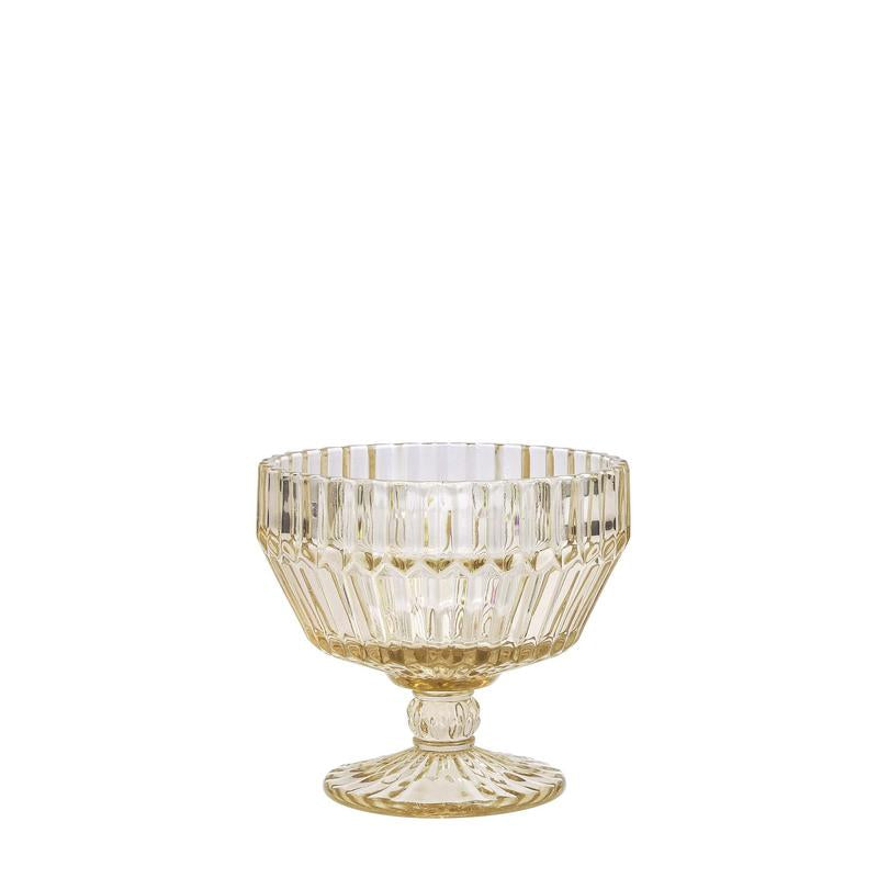 Fortessa | Archie Ginger 10oz Gold Footed Dessert Bowl, featuring a glass construction with a gold rim and stable base, ideal for elegant table settings.