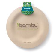 bambu® - Disposable Bamboo Round Plate: 11 inches, eco-friendly, FSC-certified, compostable, ideal for stylish dining at home or events, sold in sets of eight.