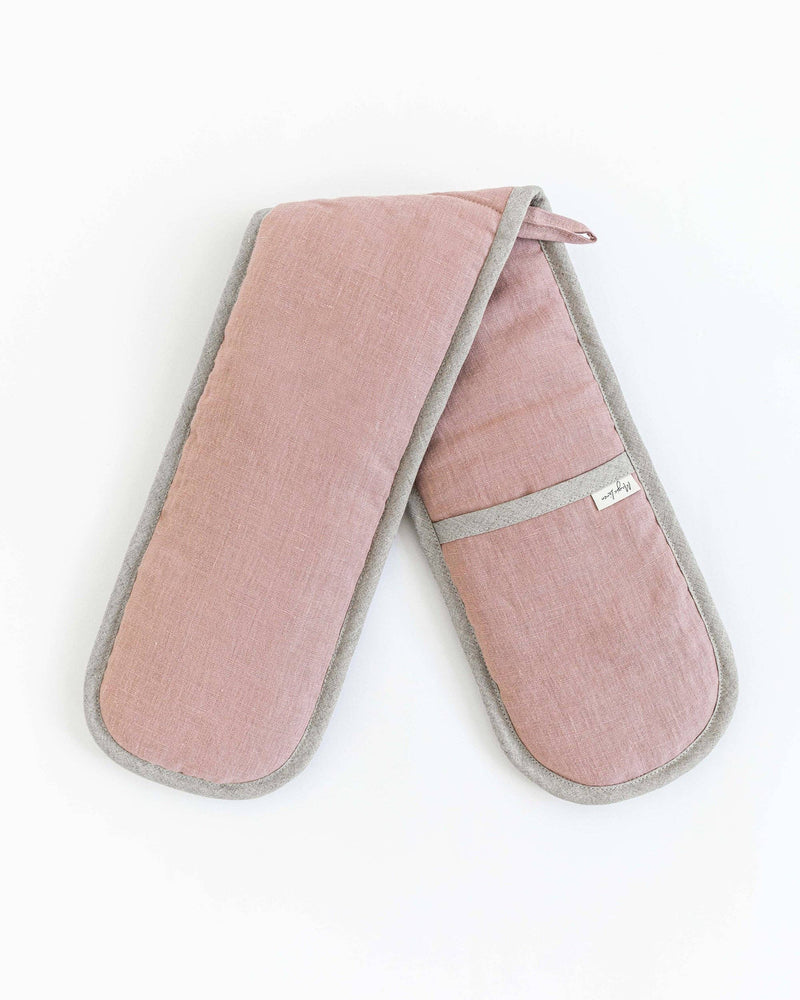 MagicLinen - Double oven mitt featuring a protective design, ideal for handling hot cookware, part of a zero-waste collection, showcased at Athens Cooks kitchen store.
