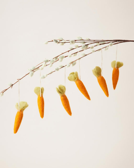Farmhouse Pottery | Felted Carrot Ornament - Set of 6