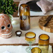 St. Frank Iridescent Amber Collection Pitcher, handblown in Hidalgo, reflects artisanal craftsmanship, ideal for Athens Cooks' curated kitchenware collection.