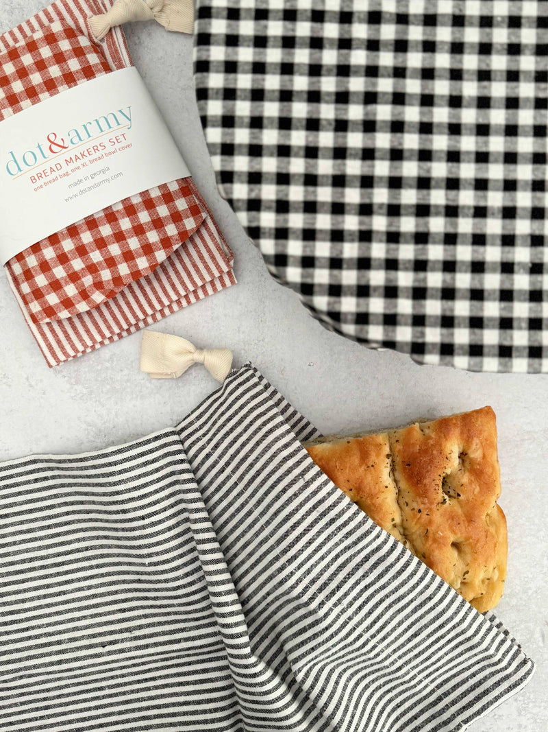 Dot and Army | Stripe and Check Bread Makers Set - Papaya