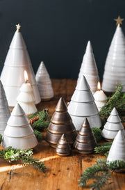 Farmhouse Pottery Balsam Woodland Trees - handcrafted ceramic seasonal decor, made in Vermont USA