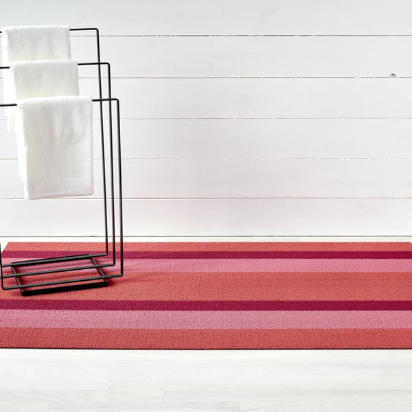 Chilewich | Bold Stripe Shag Mats - Punch - 18" x 28"
