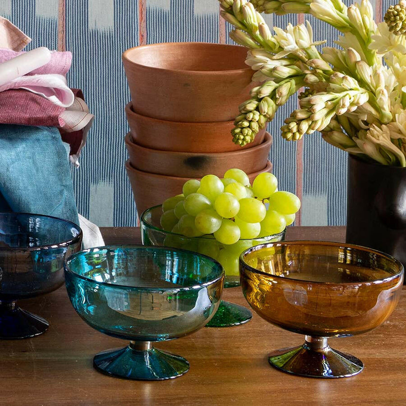 St. Frank | Iridescent Amber Collection - Pitcher: Handblown glass pitcher with a smooth, rounded form, crafted in Hidalgo, Mexico, highlighting artisanal craftsmanship.