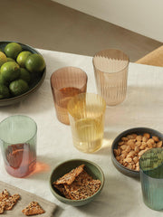 Set of four LSA International Gems Tumblers, featuring fluted textures and stackable designs, ideal for both casual and formal gatherings.