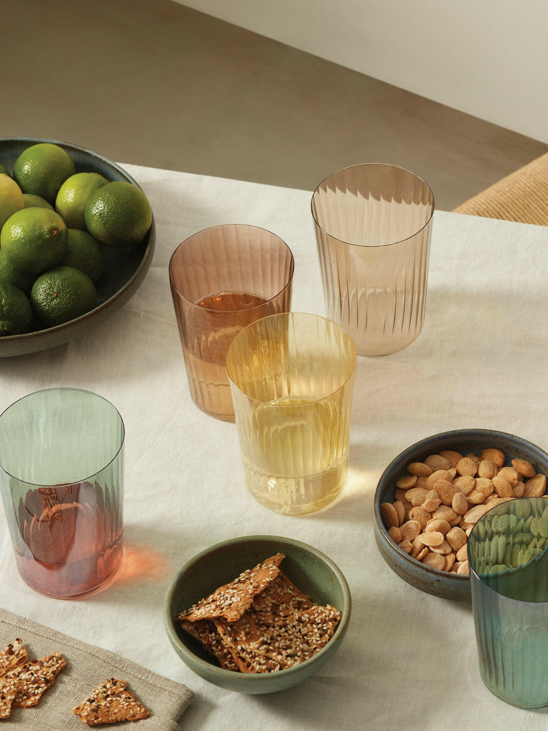 Set of four LSA International Gems Tumblers, featuring fluted textures and stackable designs, ideal for both casual and formal gatherings.