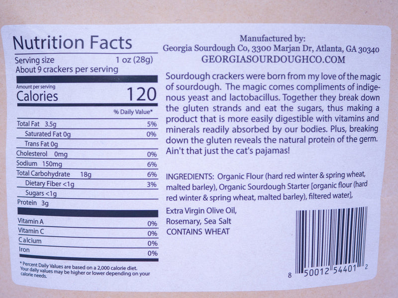 Georgia Sourdough Co. | Rosemary Olive Oil Crackers