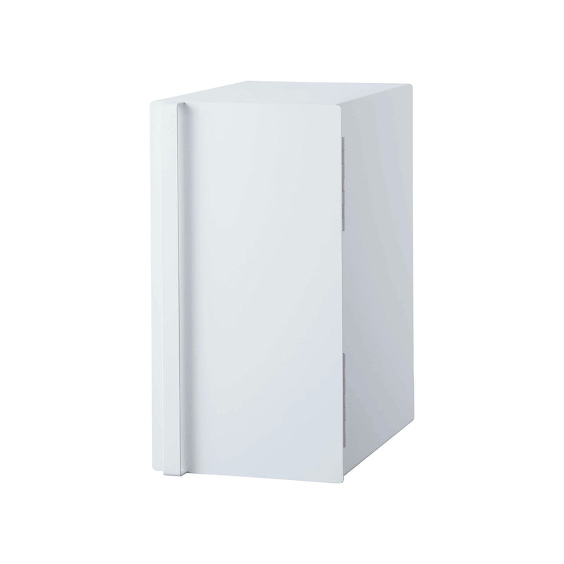 Yamazaki Home | Bread Box, Vertical, Steel, Black: A sleek white cabinet-style bread box with a vertical handle, designed to keep baked goods fresh and reduce countertop clutter.