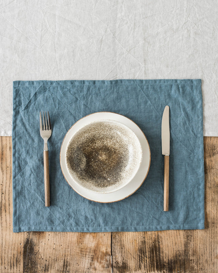 MagicLinen | Linen Placemats, Gray Blue, Set of 2