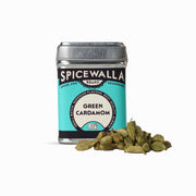 Spicewalla | Whole Green Cardamom tin with loose pods in front, highlighting potent seeds ideal for diverse culinary uses in Athens Cooks' curated kitchen.