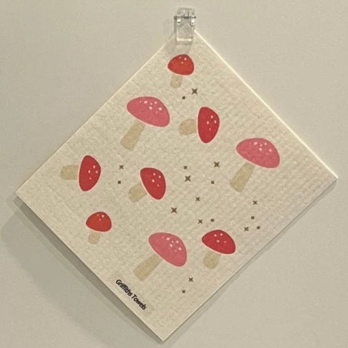 Bespoke Provisions Swedish Dishcloth featuring a mushroom design, eco-friendly and ideal for cleaning tasks, part of Athens Cooks' curated kitchen collection.