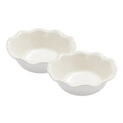Emile Henry | Modern Classics Mini Pie Dish Set of 2, 5.5 x 1.5, featuring white ceramic with scalloped rims, ideal for even pie baking.