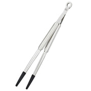 Rösle | Fine Tongs W Silicone Tips 9 Inches: Stainless-steel tongs with black silicone tips and locking ring, ideal for cooking, roasting, and serving, heat resistant up to 220°C/428°F.
