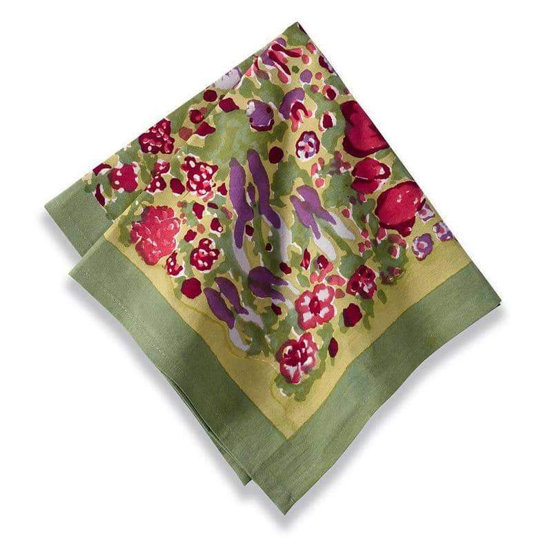 Caravan Home | 19 x 19 Red & Green Napkins Set of 6, featuring floral patterns, perfect for enhancing dining experiences with a touch of French-inspired elegance.
