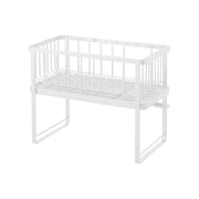 Yamazaki Home | Two-Tier Dish Rack, White: Freestanding wire organizer with two tiers, featuring a utensil holder, adjustable draining spout, and removable tray for efficient kitchen use.