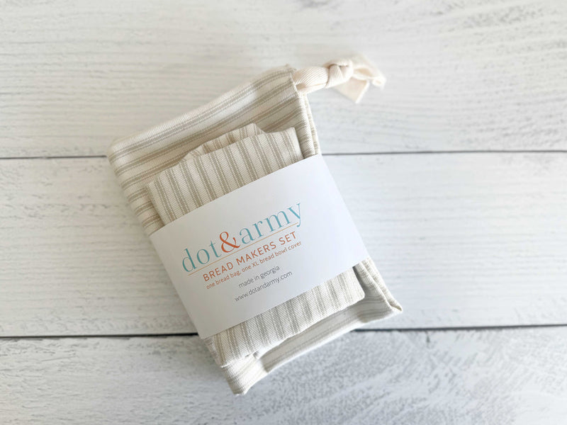 Dot and Army | Bread Makers Set in Ticking Stripes, Blue